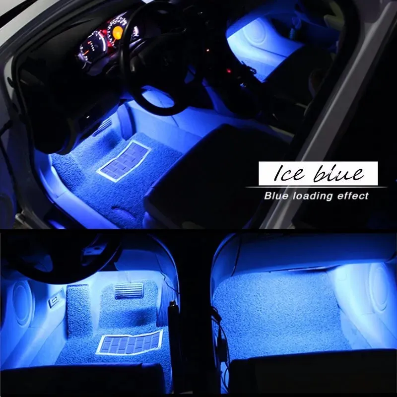 12V 4-in-1 Blue LED Car Interior Atmosphere lights