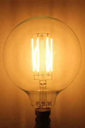 6W E27 Filament LED G125 Round 3000K Bulb Dimmable