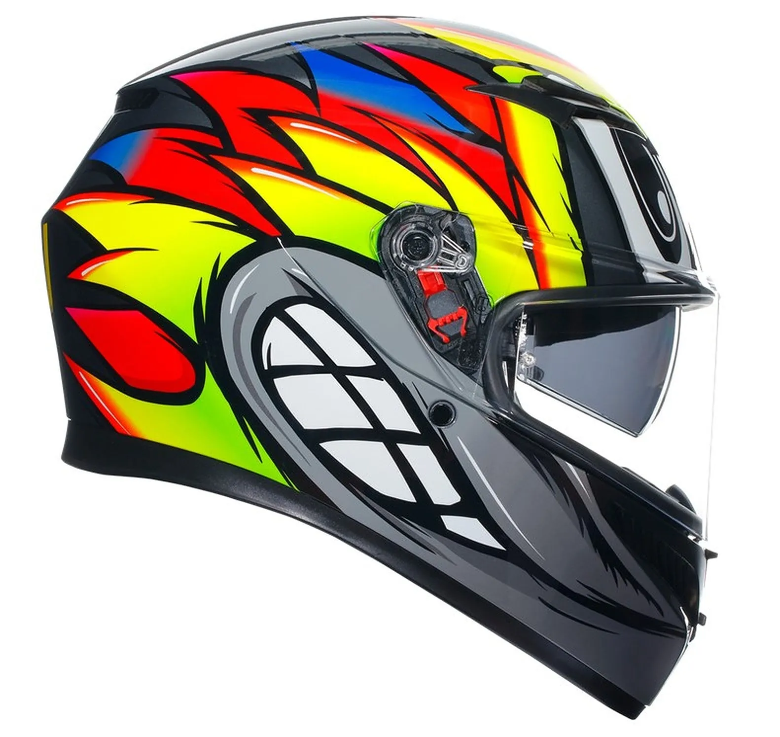 AGV K3 E2206 Full Face Motorcycle Helmet - Birdy 2.0 Grey, Yellow, Red