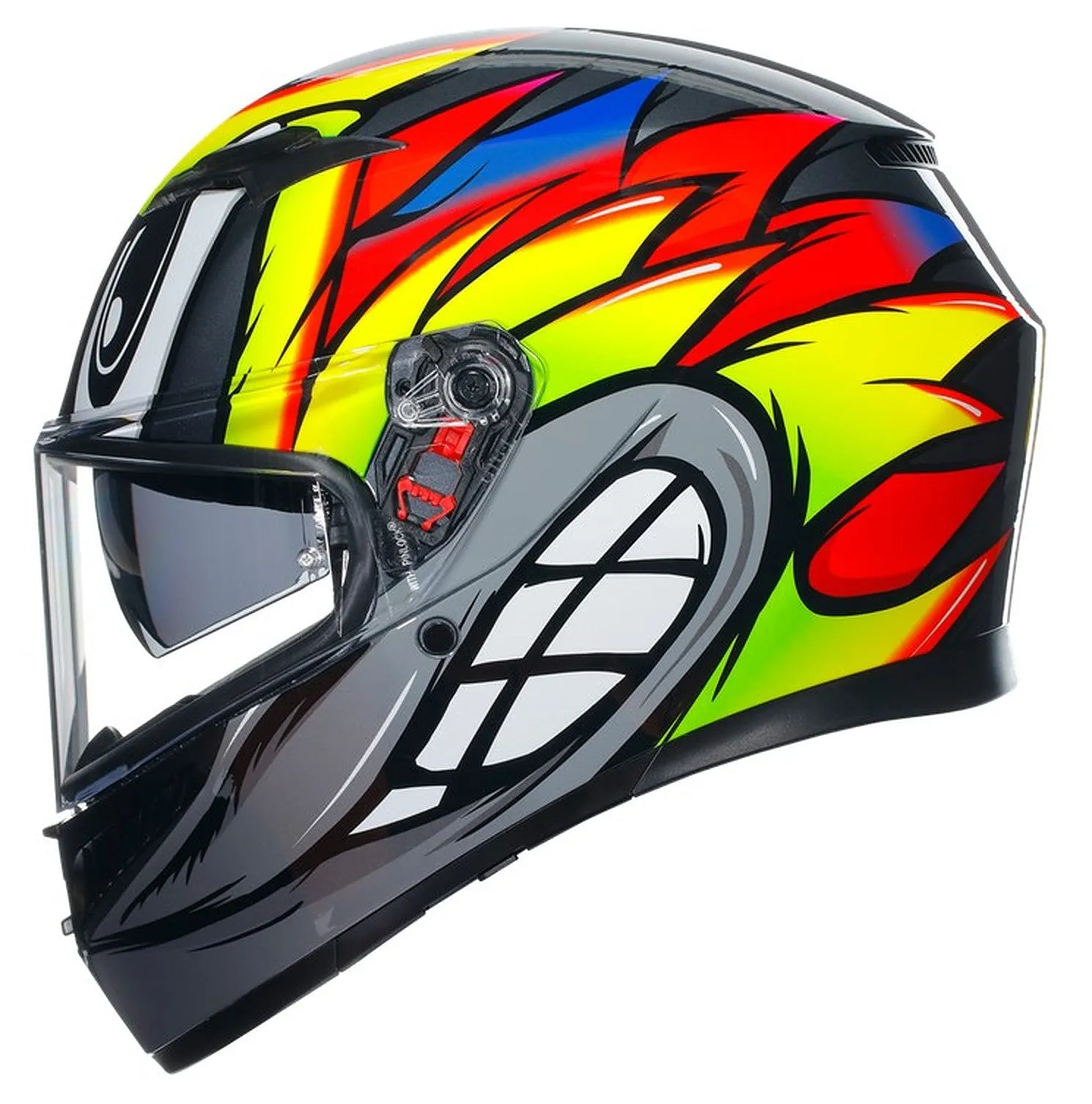 AGV K3 E2206 Full Face Motorcycle Helmet - Birdy 2.0 Grey, Yellow, Red