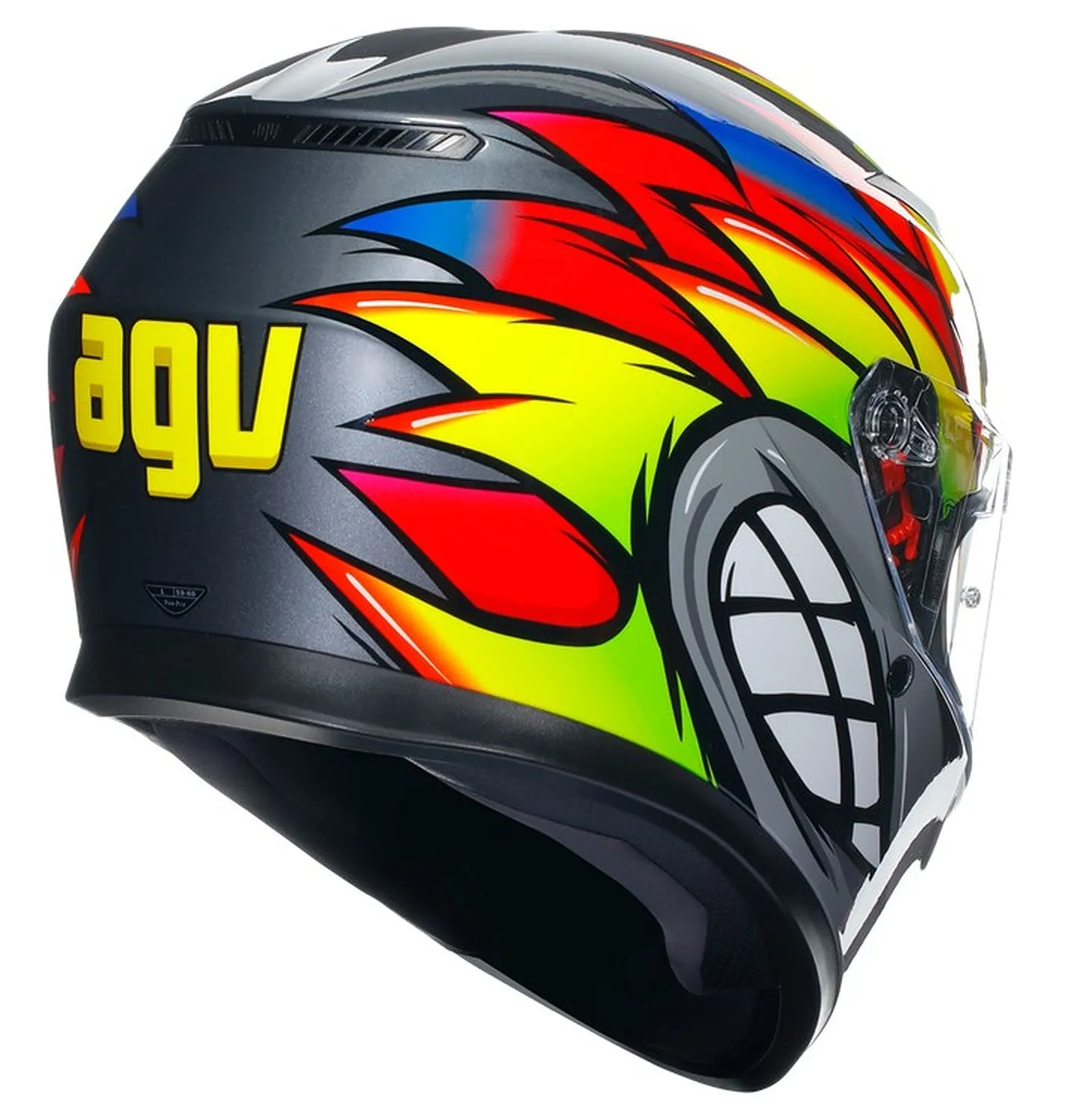 AGV K3 E2206 Full Face Motorcycle Helmet - Birdy 2.0 Grey, Yellow, Red