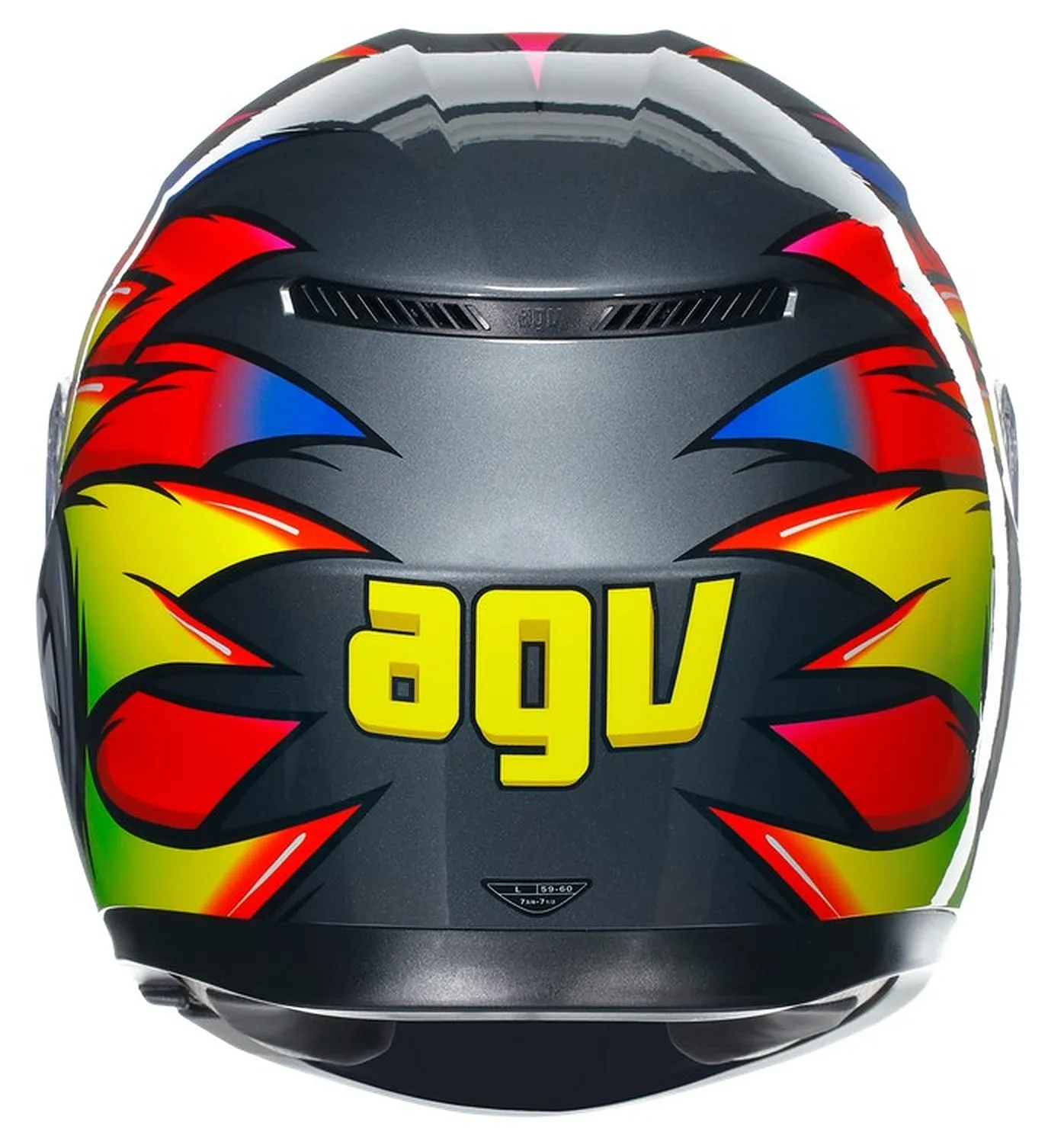 AGV K3 E2206 Full Face Motorcycle Helmet - Birdy 2.0 Grey, Yellow, Red