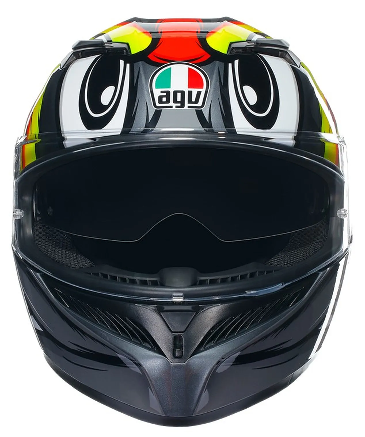 AGV K3 E2206 Full Face Motorcycle Helmet - Birdy 2.0 Grey, Yellow, Red