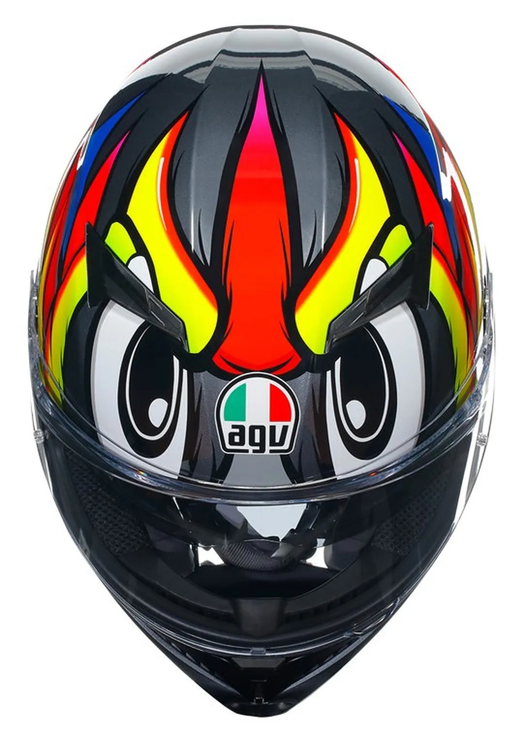 AGV K3 E2206 Full Face Motorcycle Helmet - Birdy 2.0 Grey, Yellow, Red