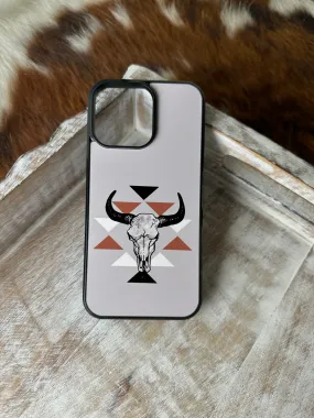 Aztec bull skull western phone case for iPhone and Samsung