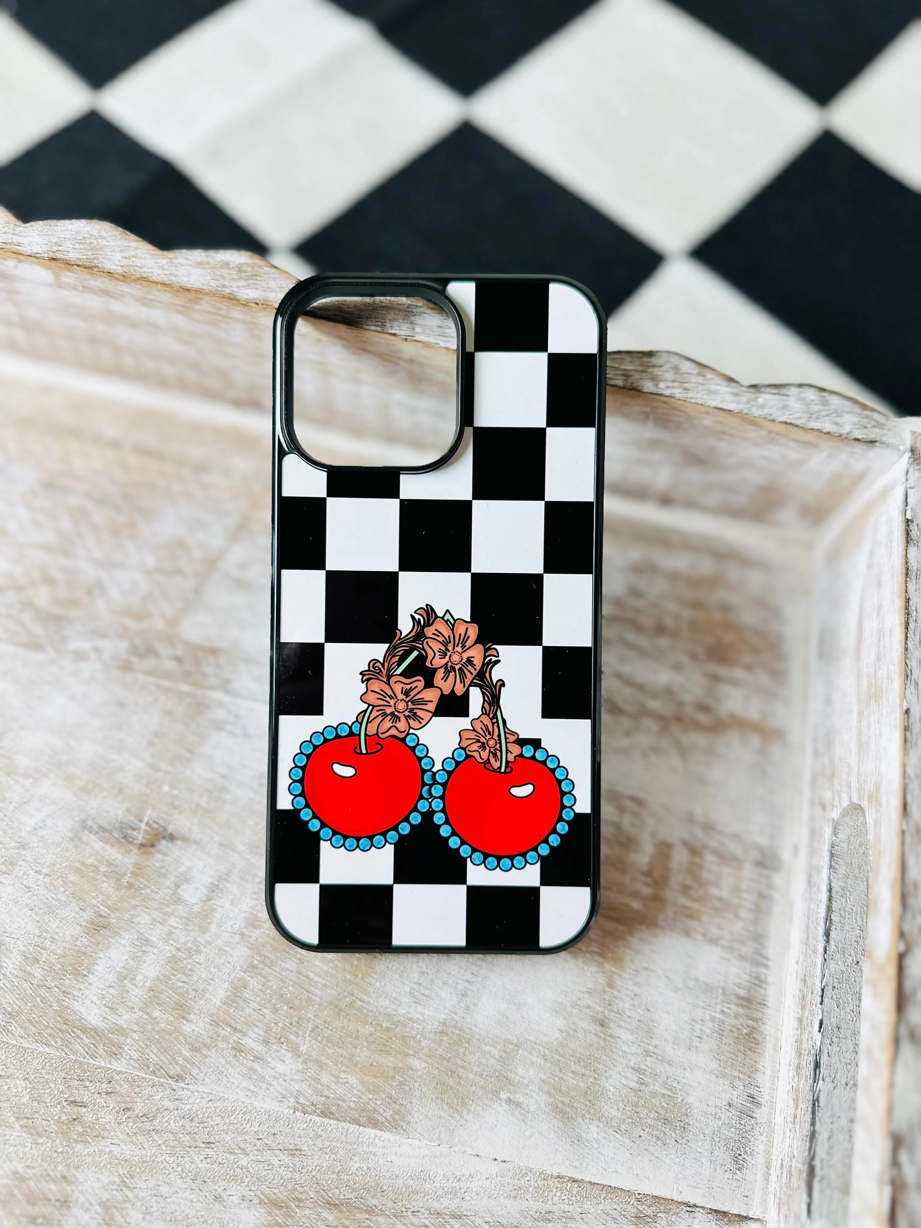 Checkered 8 ball phone case for iPhone and Samsung