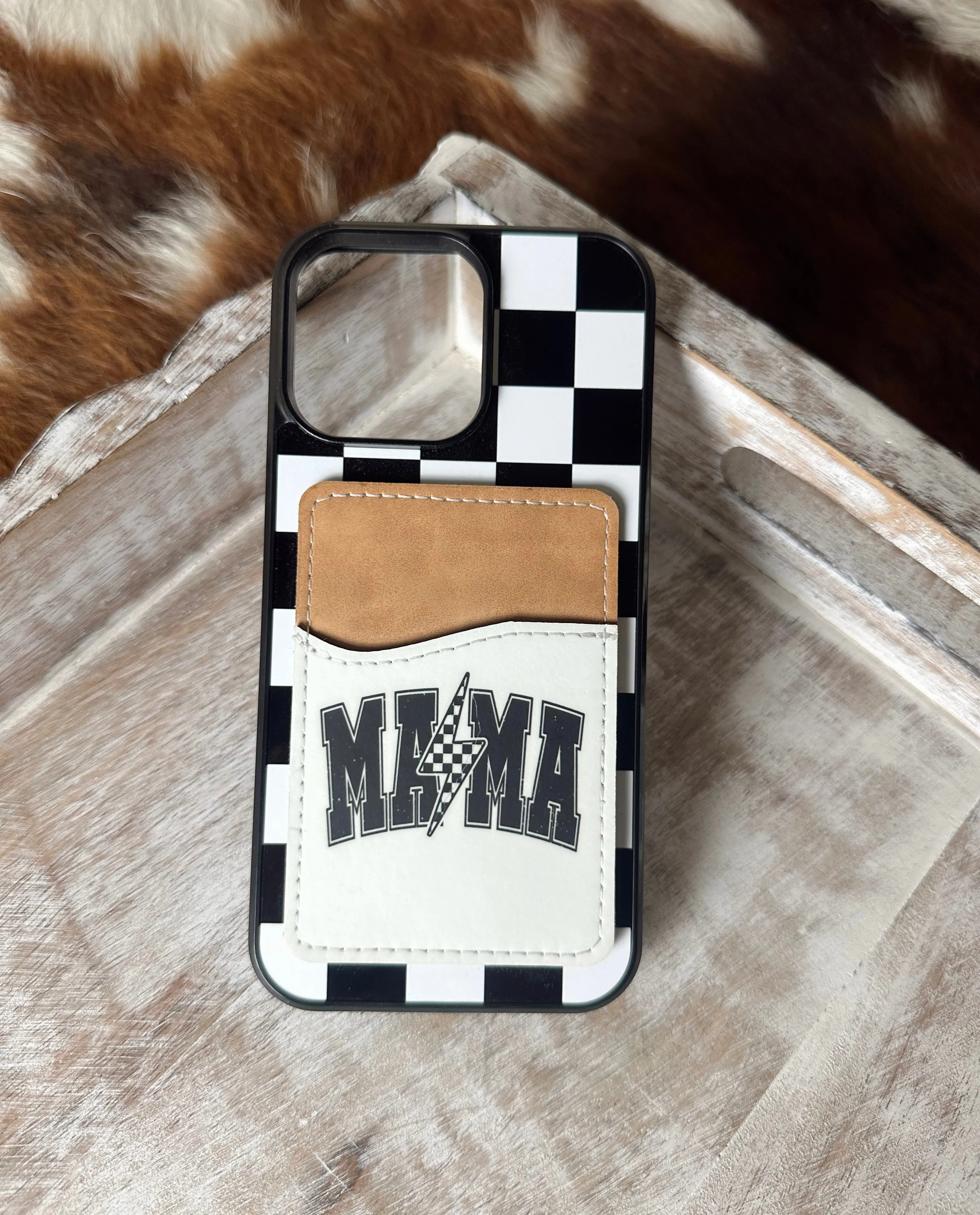 Checkered Mama wallet phone case for iPhone and Samsung