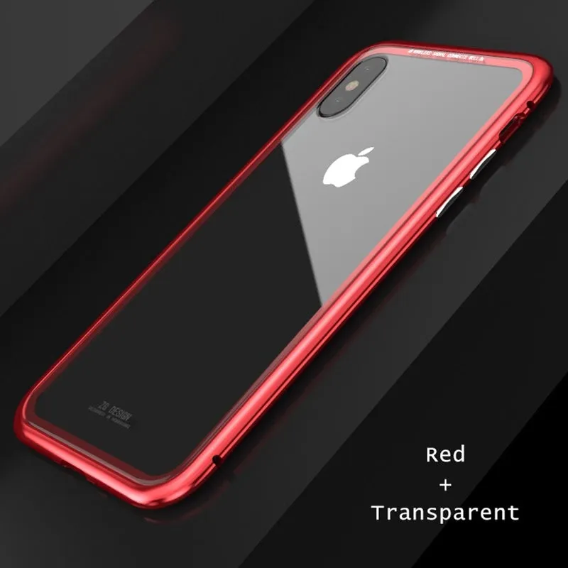 COOLTODAY Luxury Magnetic Adsorption Case Tempered Glass Metal Case For iPhone X 8 7 6s Ultra Thin Case For Iphone 7P 6P 8P