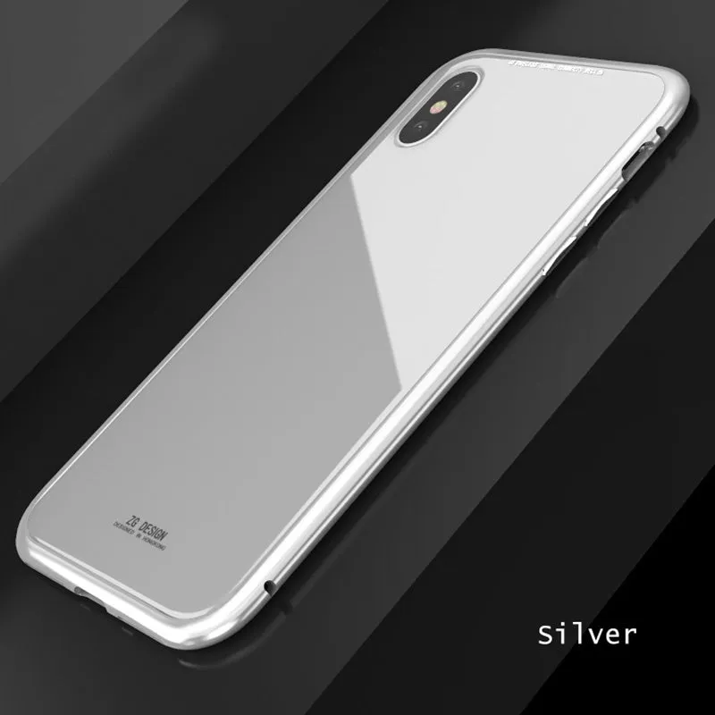 COOLTODAY Luxury Magnetic Adsorption Case Tempered Glass Metal Case For iPhone X 8 7 6s Ultra Thin Case For Iphone 7P 6P 8P