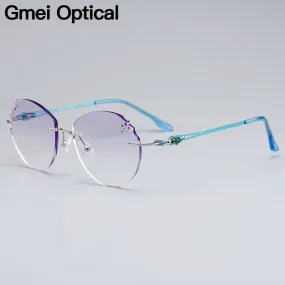 Gmei Women's Eyeglasses Alloy Rimless Diamond Trimming Cut Z2873 Gradient Purple