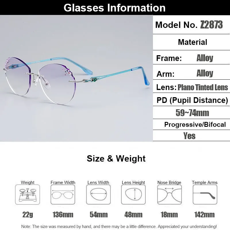 Gmei Women's Eyeglasses Alloy Rimless Diamond Trimming Cut Z2873 Gradient Purple