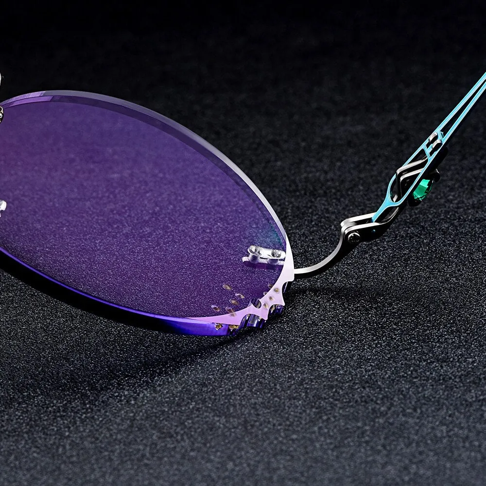 Gmei Women's Eyeglasses Alloy Rimless Diamond Trimming Cut Z2873 Gradient Purple