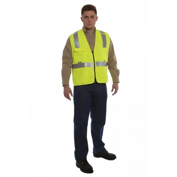 Hi-Vis Road Safety Vest - FR Deluxe, Type R Class 2, CAT 2