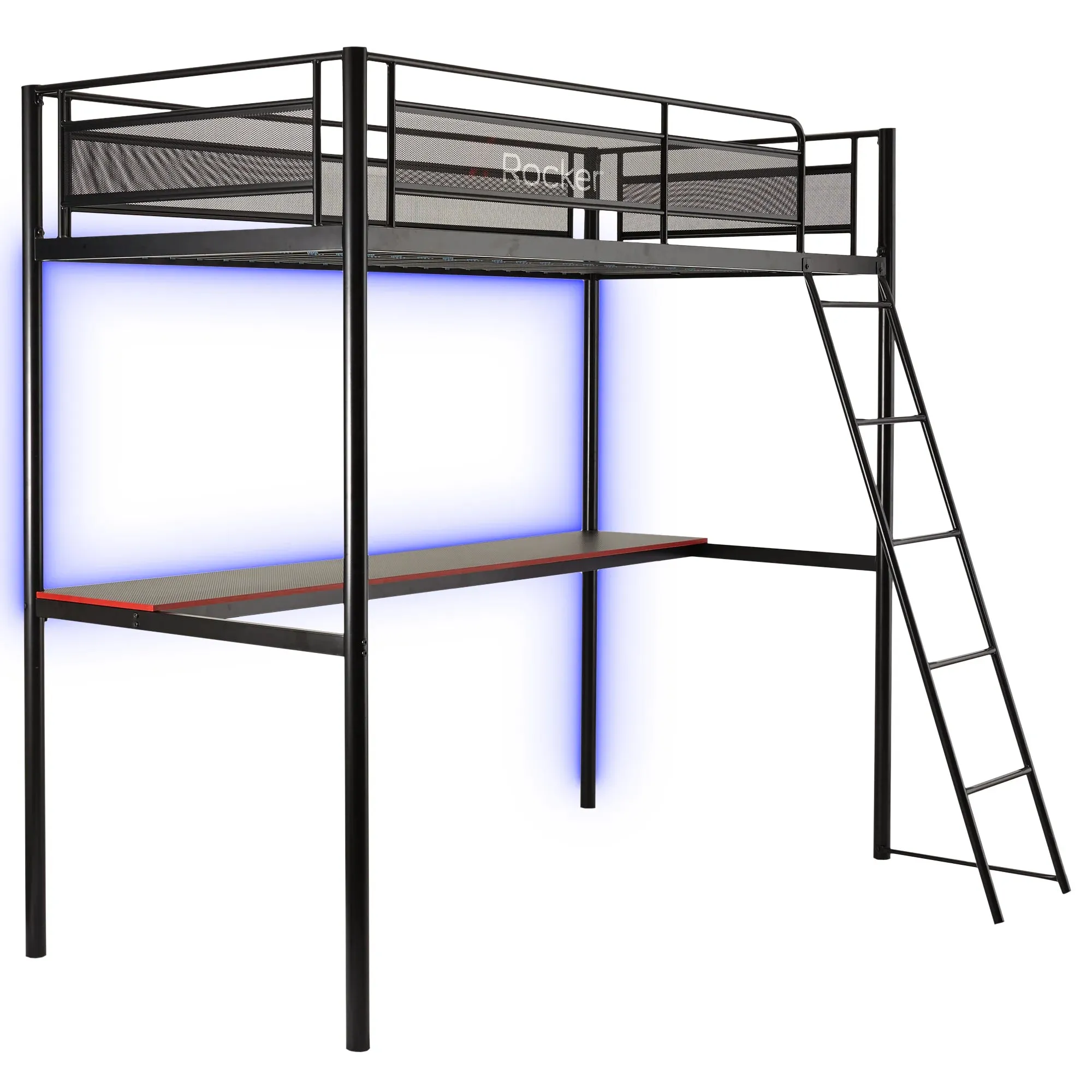 HQ Gaming Bunk Bed with LED Lighting, Black, Twin