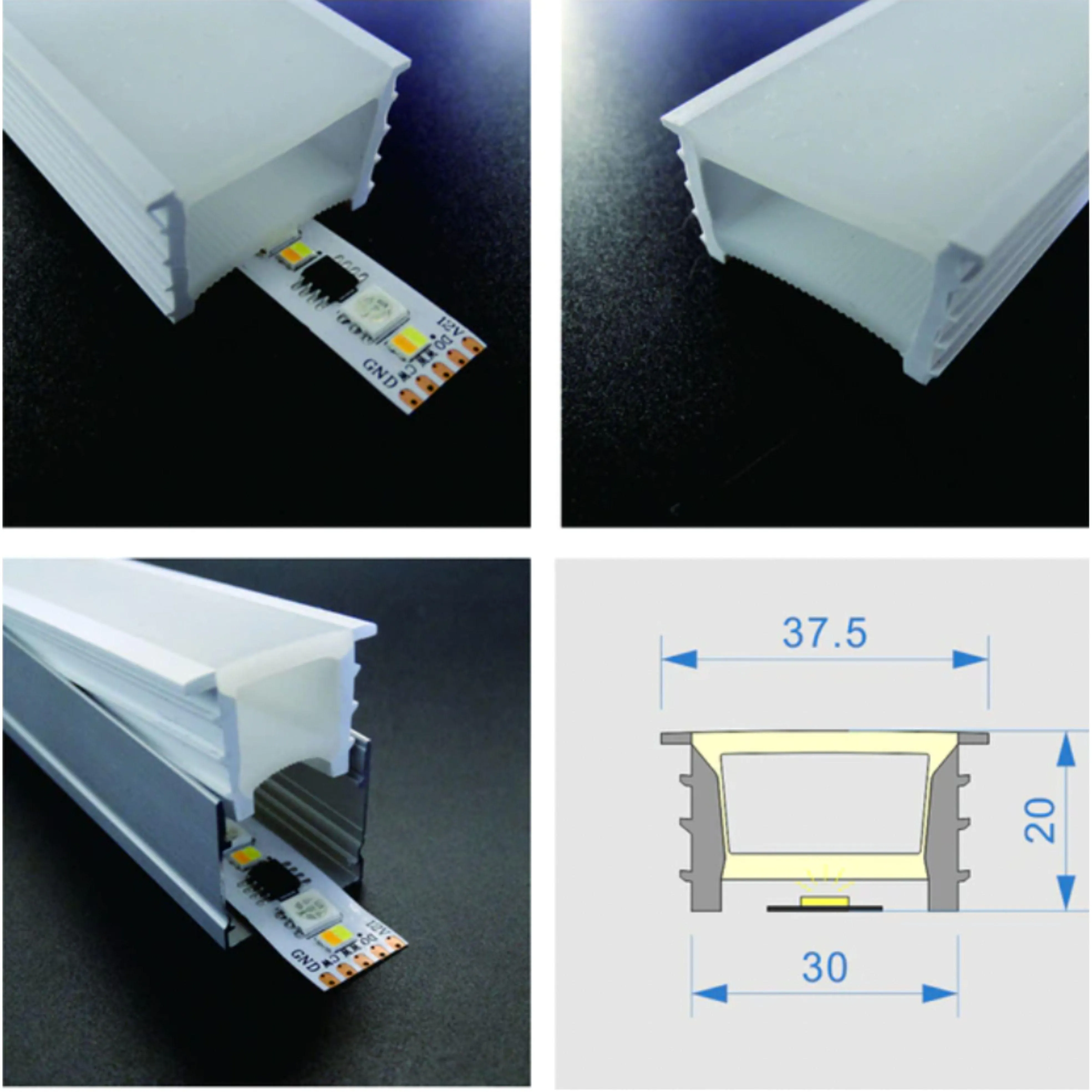 LED Neon Flex & LED Strip Silicone Cover Body Flexible Bendable 30x20mm