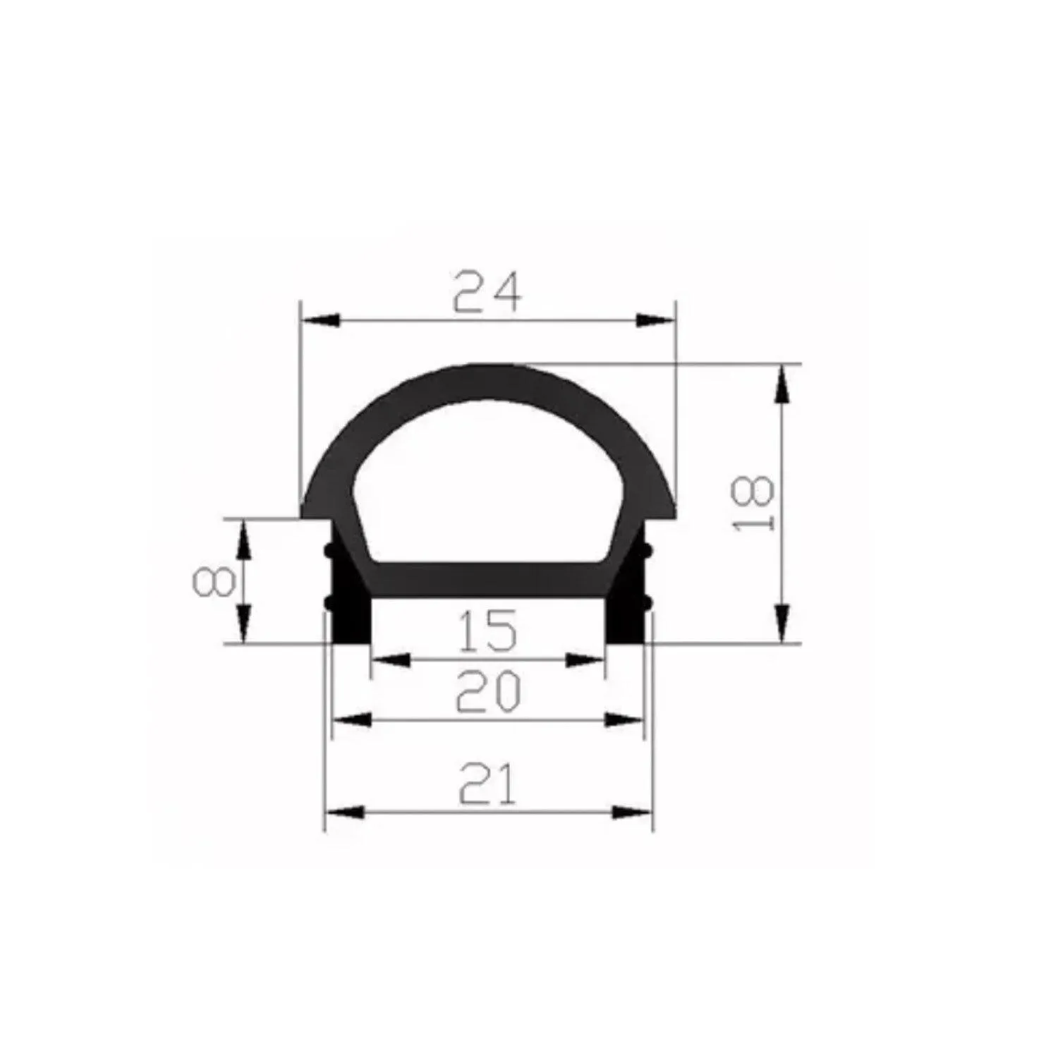 LED Neon Flex & LED Strip Silicone Cover Curve Body Flexible Bendable 15x20mm