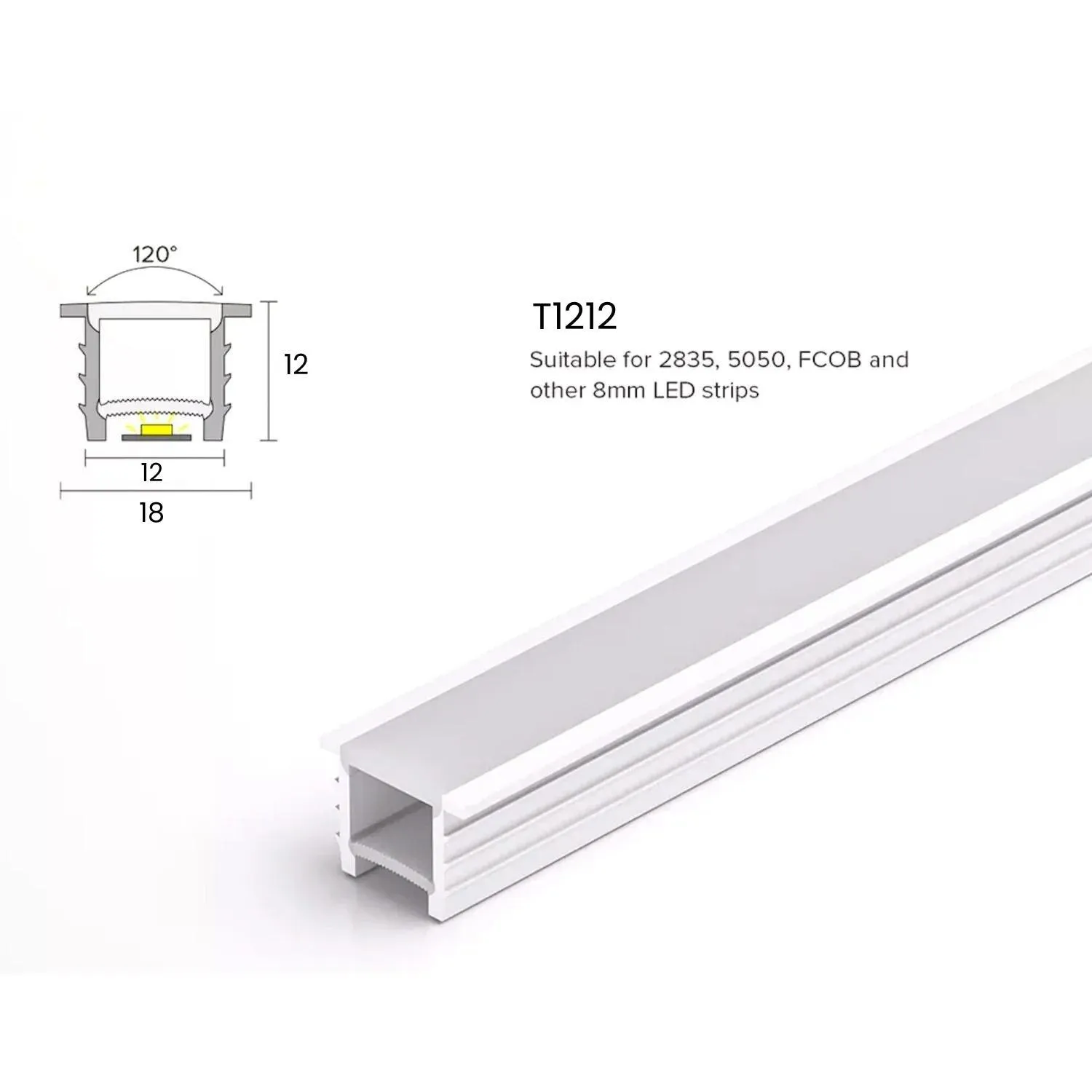 LED Strip Silicone Neon Flex Profile Cover Body Flexible Bendable 12x12mm