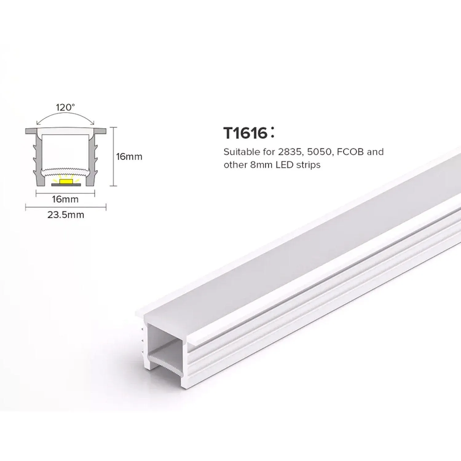 LED Strip Silicone Neon Flex Profile Cover Body Flexible Bendable 16x16mm