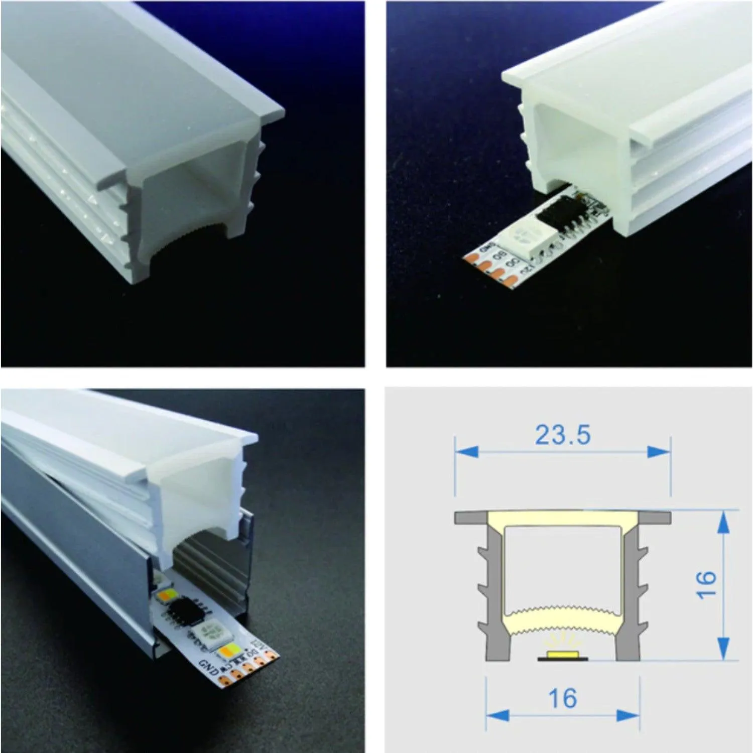 LED Strip Silicone Neon Flex Profile Cover Body Flexible Bendable 16x16mm