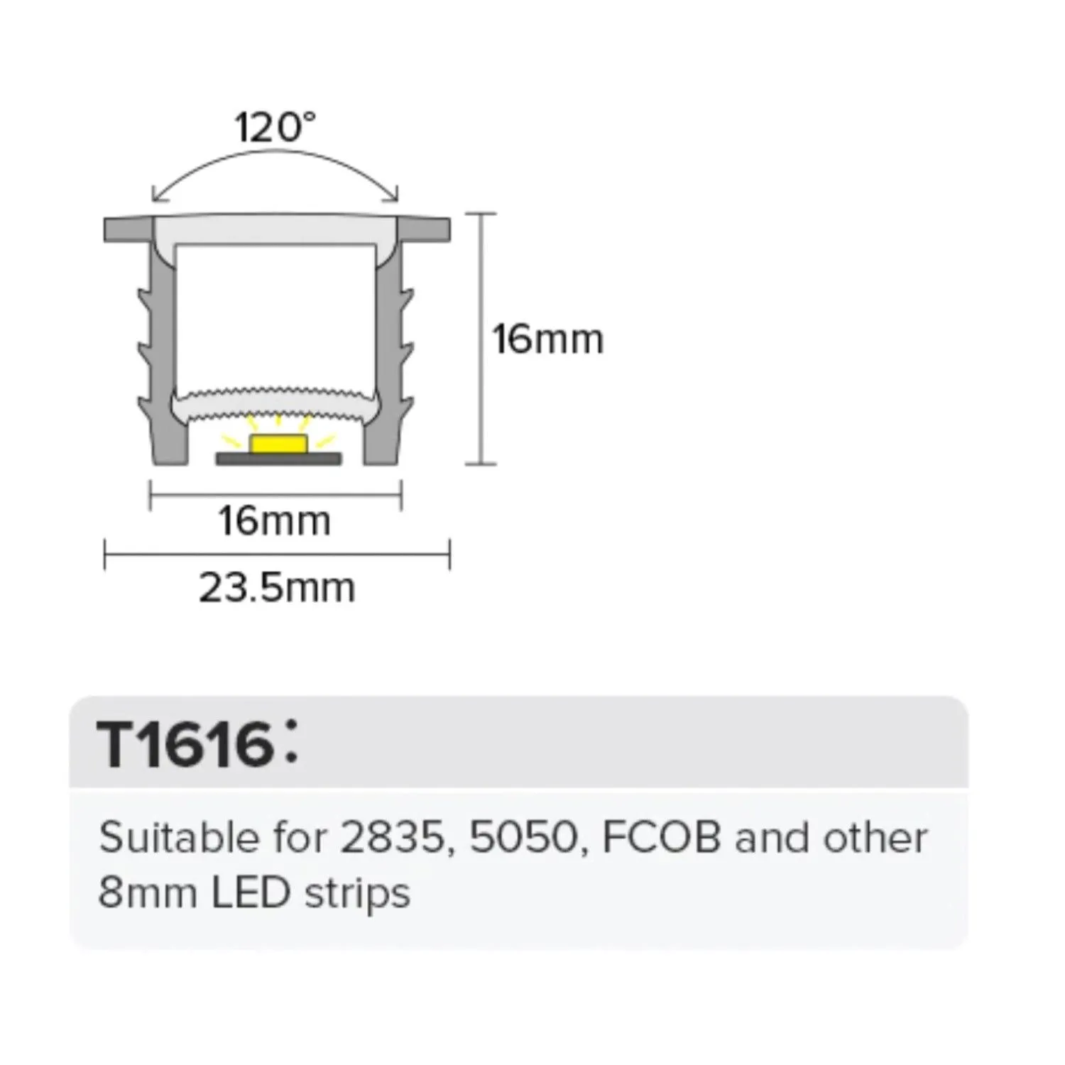 LED Strip Silicone Neon Flex Profile Cover Body Flexible Bendable 16x16mm