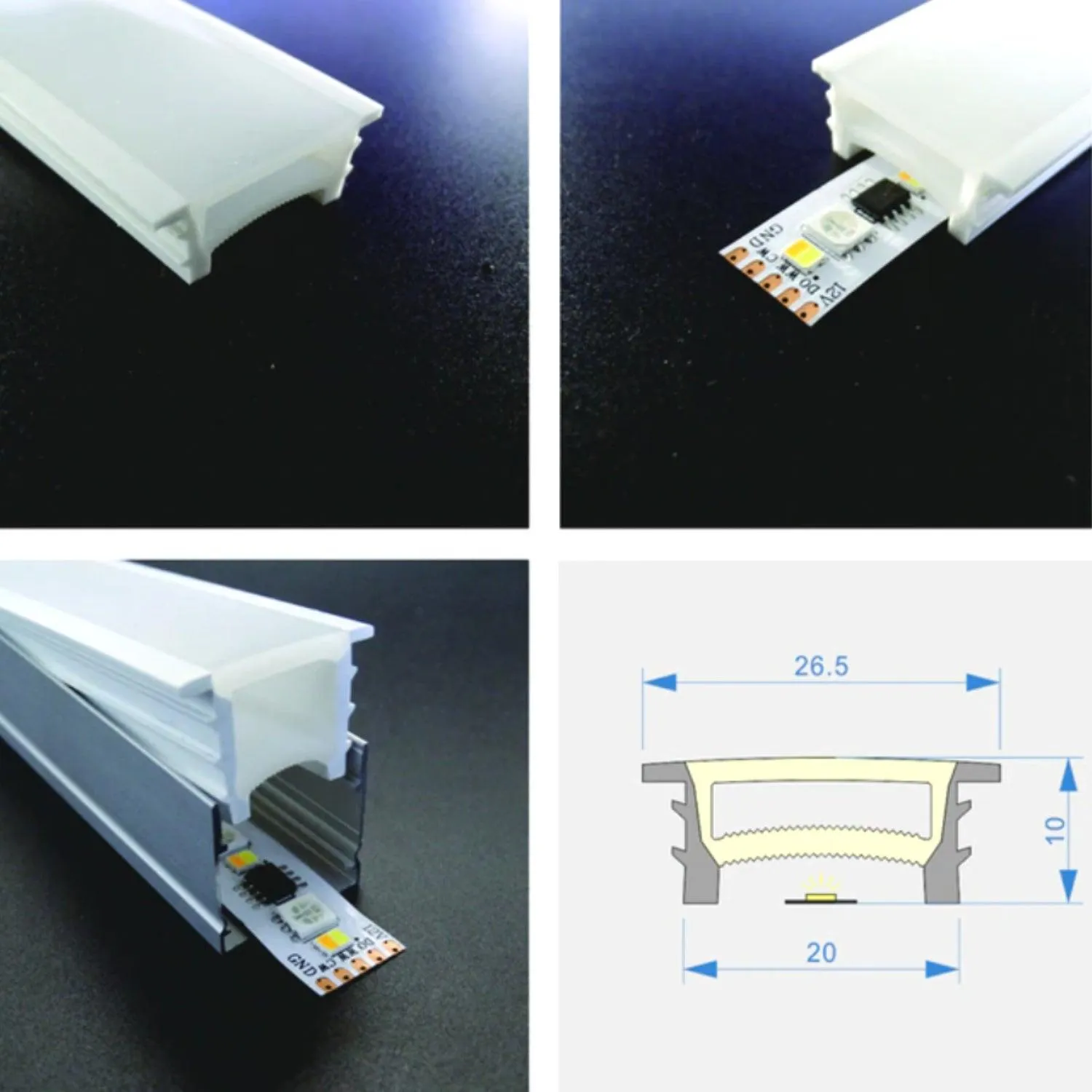 LED Strip Silicone Neon Flex Profile Cover Body Flexible Bendable 20x10mm