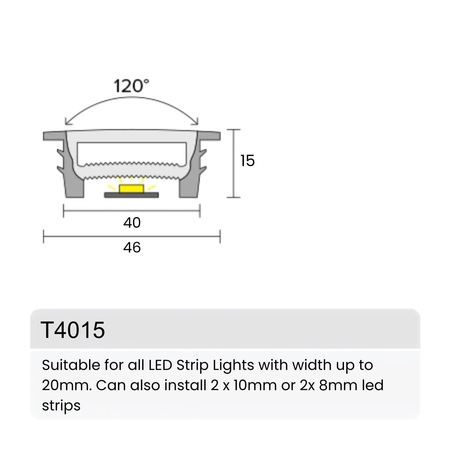 LED Strip Silicone Neon Flex Profile Cover Body Flexible Bendable 40x15mm