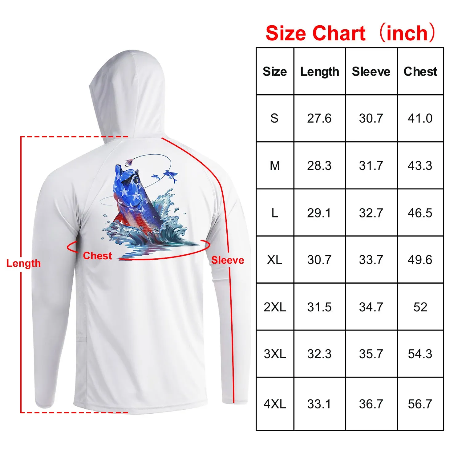 Long Sleeve Hoody Shirts UPF 50  (Leaping Tarpon)