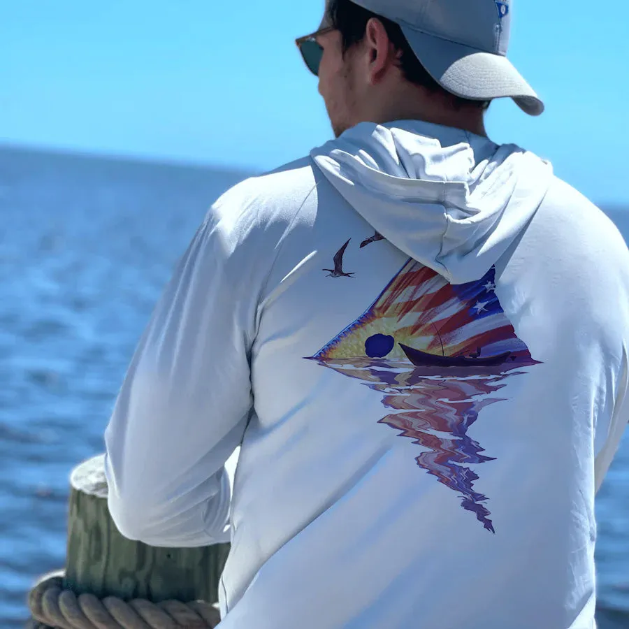 Long Sleeve Hoody Shirts UPF 50  (Redfish Tail)