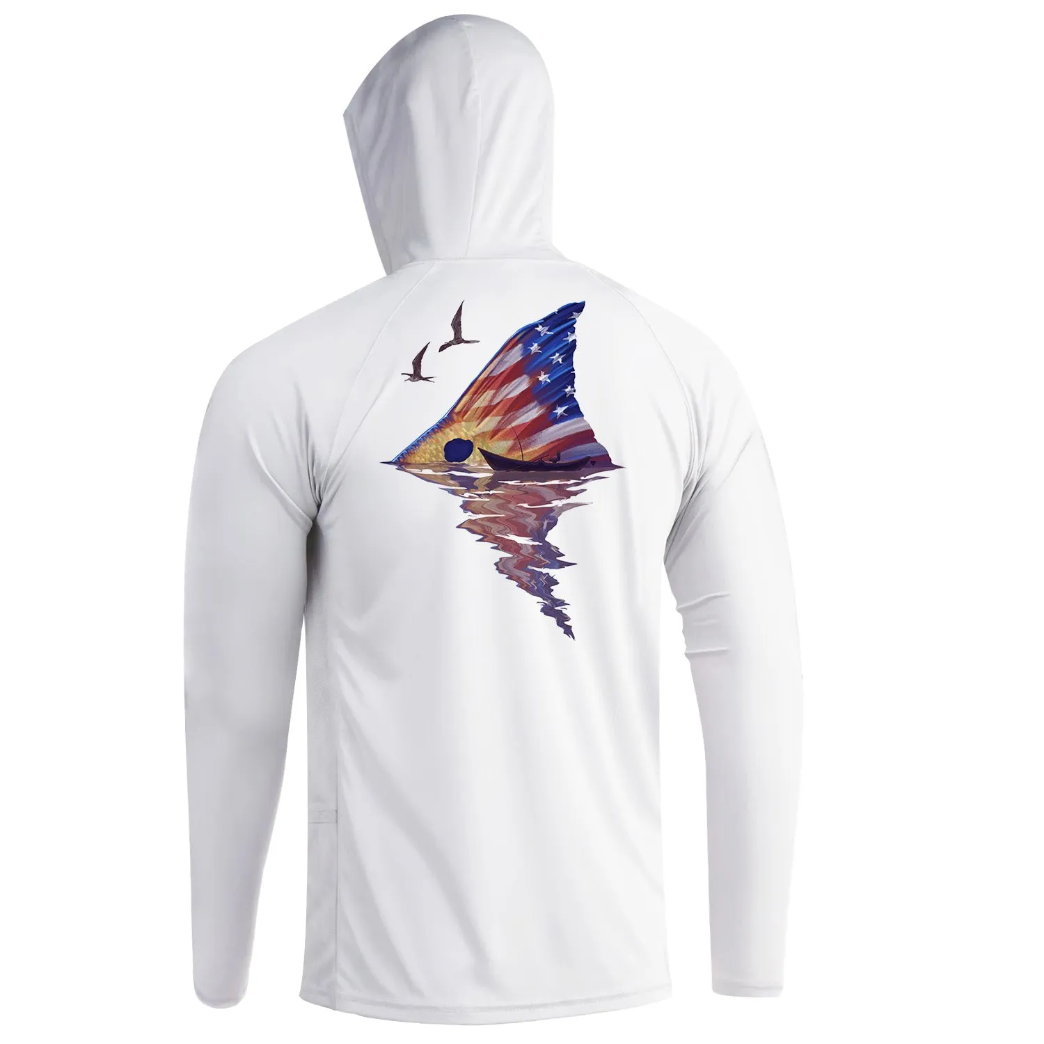 Long Sleeve Hoody Shirts UPF 50  (Redfish Tail)