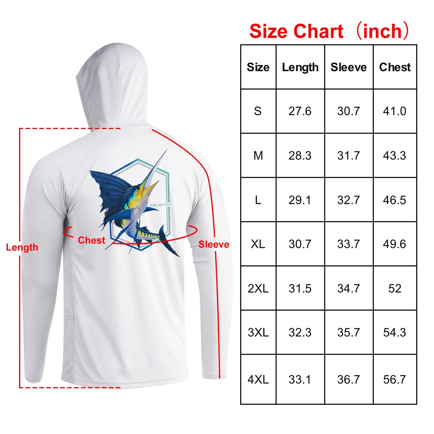 Long Sleeve Hoody Shirts UPF 50  (Sailfish Anchor)