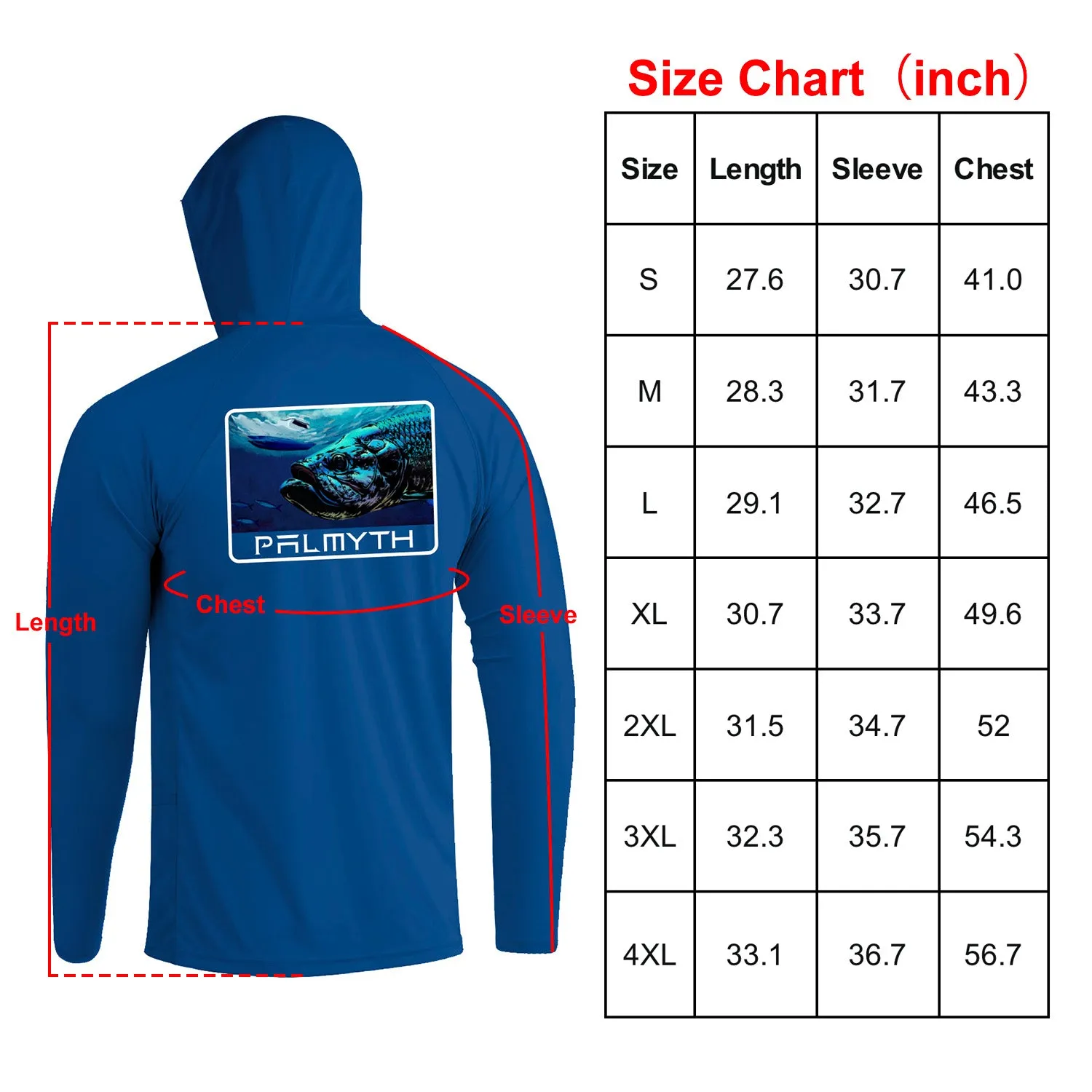 Long Sleeve Hoody Shirts UPF 50  (Tarpon Face)