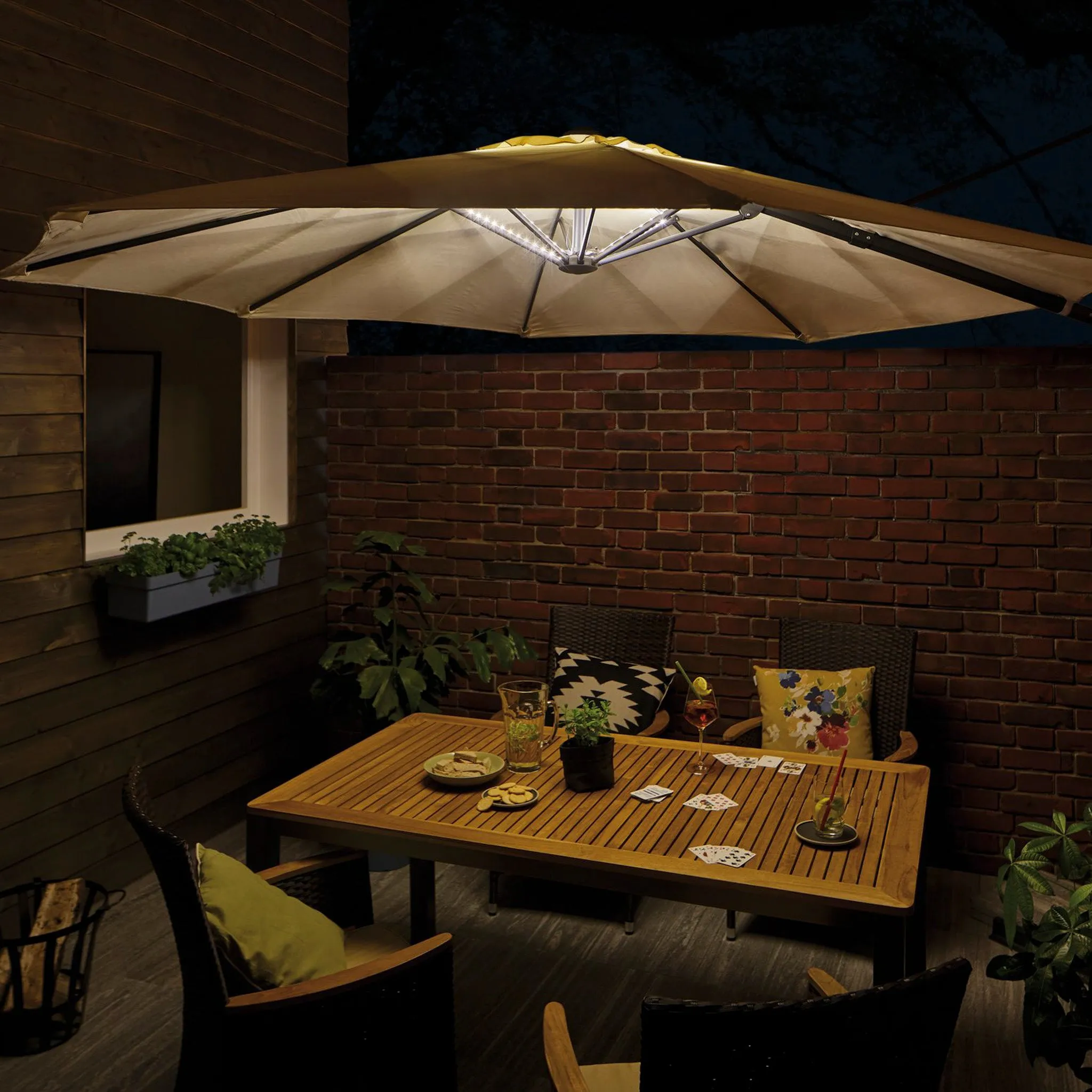 Outdoor LED 4x40cm Parasol Strips in Black