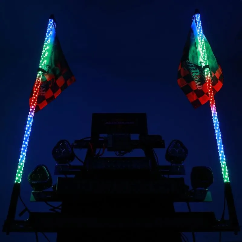 RGB Turn Signal & Brake Light with Bluetooth App/Remote Control Flag LED Whip Light