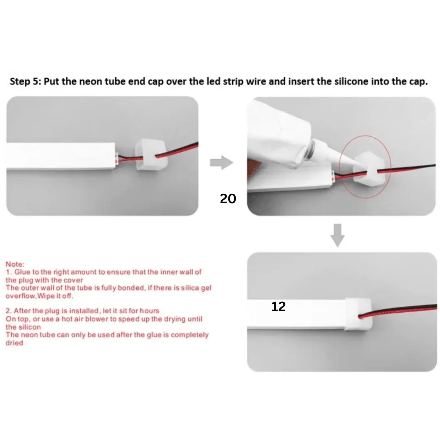 Silicone LED Neon Flex Diffuser Body for LED Strip 16x16mm