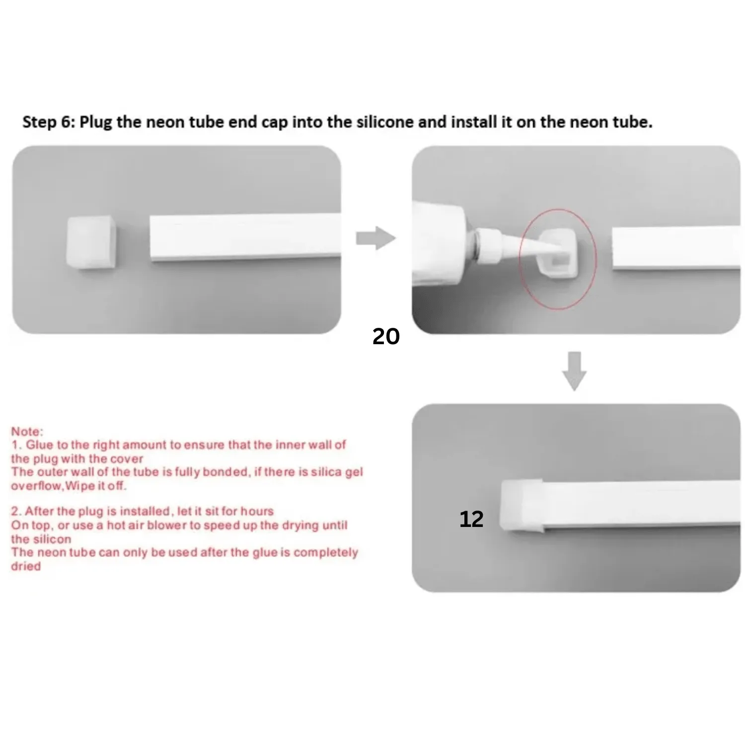 Silicone LED Neon Flex Diffuser Body for LED Strip 16x16mm